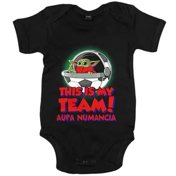 

Baby bodysuit spoof baby Yoda my soccer team Aupa Numancia