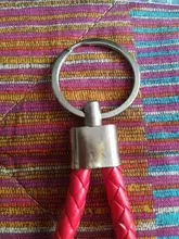 LLavero de cuero trenzado de PU para hombre y mujer, 1 Uds. De cuerda tejida, bolsa de bricolaje, colgante, soporte para llavero, llavero de trinquete de coche, llavero