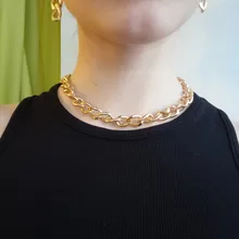 Collar grande de moda para mujer, Gargantilla gruesa de Color dorado y plateado, collares de cadena, joyería de fiesta, 2021