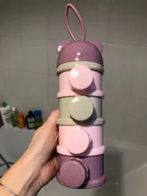 Caja portátil de almacenamiento de alimentos para bebés, recipiente para aperitivos con dibujos animados de cereales esenciales, estilo oso, 3 / 4 capas