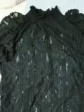 Blusa holgada con manga tres cuartos para verano, camisa elegante con encaje y volantes para mujer, 2020