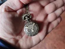 Reloj de bolsillo de búho vívido de aleación de moda antigua, colgante, cadena, Vintage, E2shopping TT @ 88