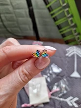 Pendientes de tuerca de Plata de Ley 925 para Corazón Arco Iris, joyería para Chica adolescente, amiga, Chico, regalos, S-E957