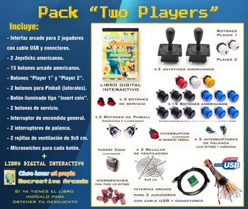 Arcade pack for two Players (2 players) + Interactive digital book - Joysticks, buttons, arcade interfaz
Arcade pack for two Players (2 players) + Interactive digital book - Joysticks, buttons, arcade interfaz