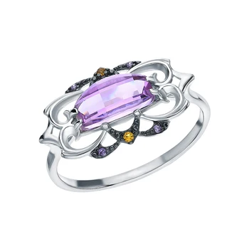 Silver ring with cubic zirconia and amethyst synthetic sunlight sample 925
Silver ring with cubic zirconia and amethyst synthetic sunlight sample 925