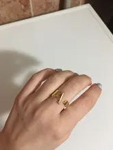 Anillo con apertura ajustable iniciales del nombre para mujer, ancho hueco, grueso, letras de A-Z, 3 colores, Metal, alfabeto, fiesta, joyería