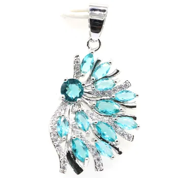 37x19mm Deluxe Created Rich Blue Aquamarine White CZ Gift For Woman's Silver Pendant
37x19mm Deluxe Created Rich Blue Aquamarine White CZ Gift For Woman's Silver Pendant