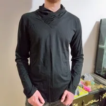 Algodón térmico de cuello de tortuga para hombre, camisa elástica, Top liso