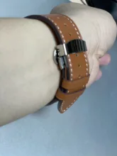 Correa de cuero genuino para Apple Watch, Correa con cierre de mariposa para iWatch de 44mm, 40mm, 42 y 38