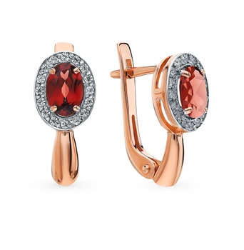 Gold earrings with cubic zirconia and Garnet sunlight sample 585
Gold earrings with cubic zirconia and Garnet sunlight sample 585