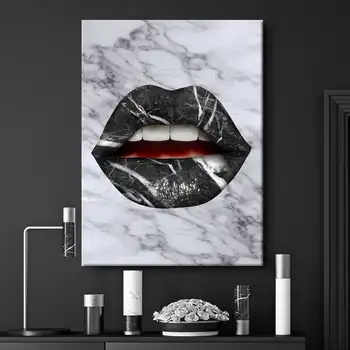 

Marble Lips Canvas Painting Surrealism Abstract Art Wall Pictures Print For Living Room