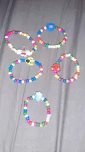 5 pulseras de cuentas elásticas de madera encantadoras para niños, regalo de joyería para fiesta de cumpleaños