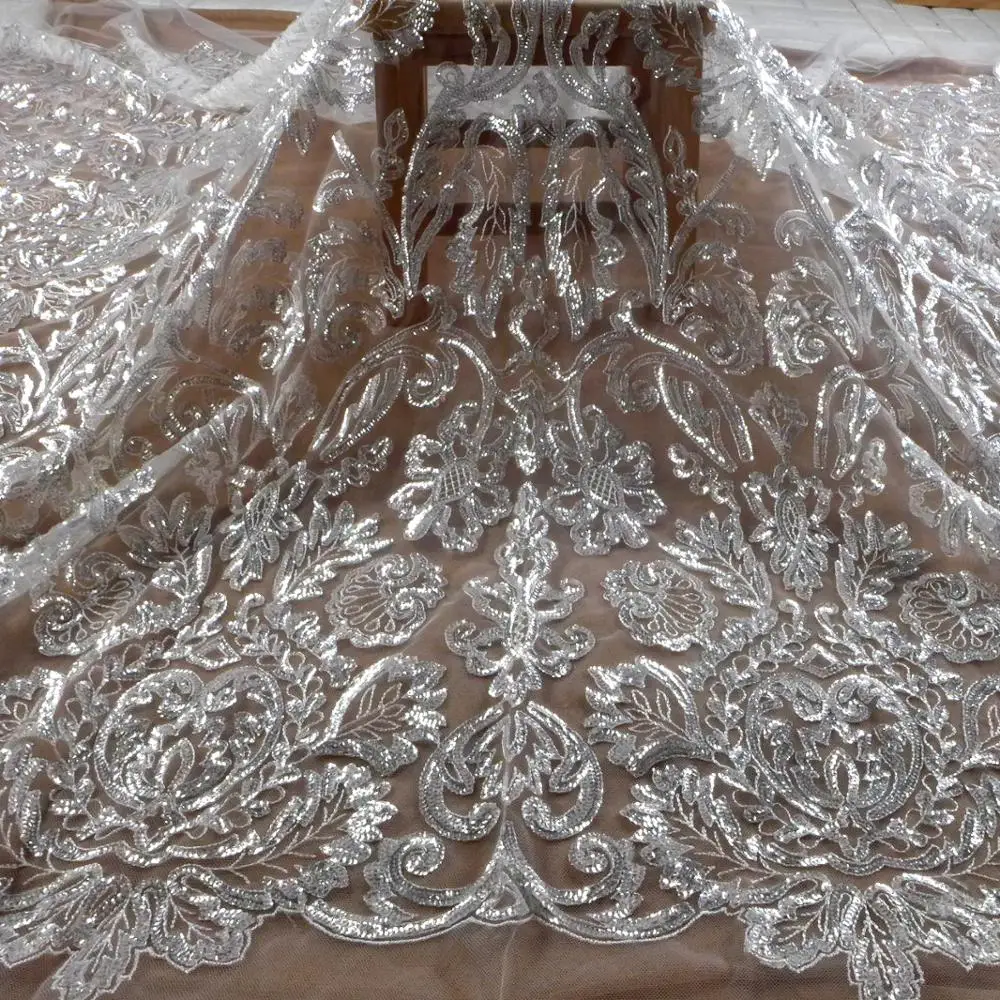 New off white lace fabric,Shinny sequins on tulle embroidery lace fabric, wedding dress/evening dress lace fabric 130cm one yard
New off white lace fabric,Shinny sequins on tulle embroidery lace fabric, wedding dress/evening dress lace fabric 130cm one yard