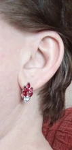 Pendientes de tuerca inusuales para mujer, joyería coreana, regalo de San Valentín, bisutería de Color rojo y plateado, pendientes de precio de fábrica, 1 par