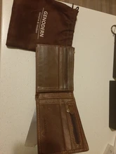 GENODERN-monedero corto de cuero de vaca para hombre, diseño de telas combinadas, billetera de cuero genuino, marrón