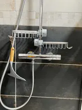 Bathroom Shelf Black Shower Storage Basket Storage Rack Adjustable Faucet