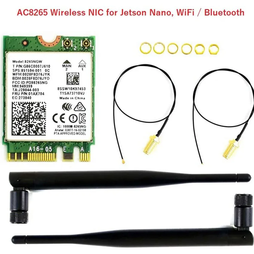 wi fi card for nvidia jetson nano Developer Kit wifi AC8265 Wireless NIC Module M.2 NGFF Support 2.4GHz / 5GHz Bluetooth 4.2
wi fi card for nvidia jetson nano Developer Kit wifi AC8265 Wireless NIC Module M.2 NGFF Support 2.4GHz / 5GHz Bluetooth 4.2