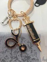 Llavero con letras de A-Z, herramienta médica para médico, estetoscopio, jeringa, mascarilla facial, llavero de regalo médico para enfermera, llavero de recuerdo
