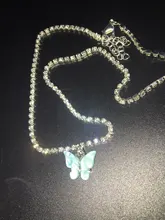 Gargantilla de mariposa acrílica deslumbrante, collar con cadena de diamantes de imitación, collar sencillo de Color blanco y negro, joyería Coreana de Animal