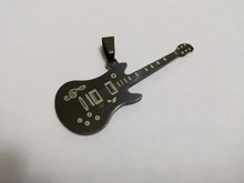 Collar de guitarra de acero inoxidable 316L para hombre, cadena de cuero, colgantes