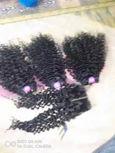 Mongol Afro rizado Pelo Rizado de la onda de agua 3 mechones con cierre cabello humano brasileño armadura paquete negro las mujeres XISHIXIU