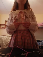 Thin Sweater Button Neck-Cardigan Knitted Beige PERHAPS Bear Women Outwear Short O-Neck