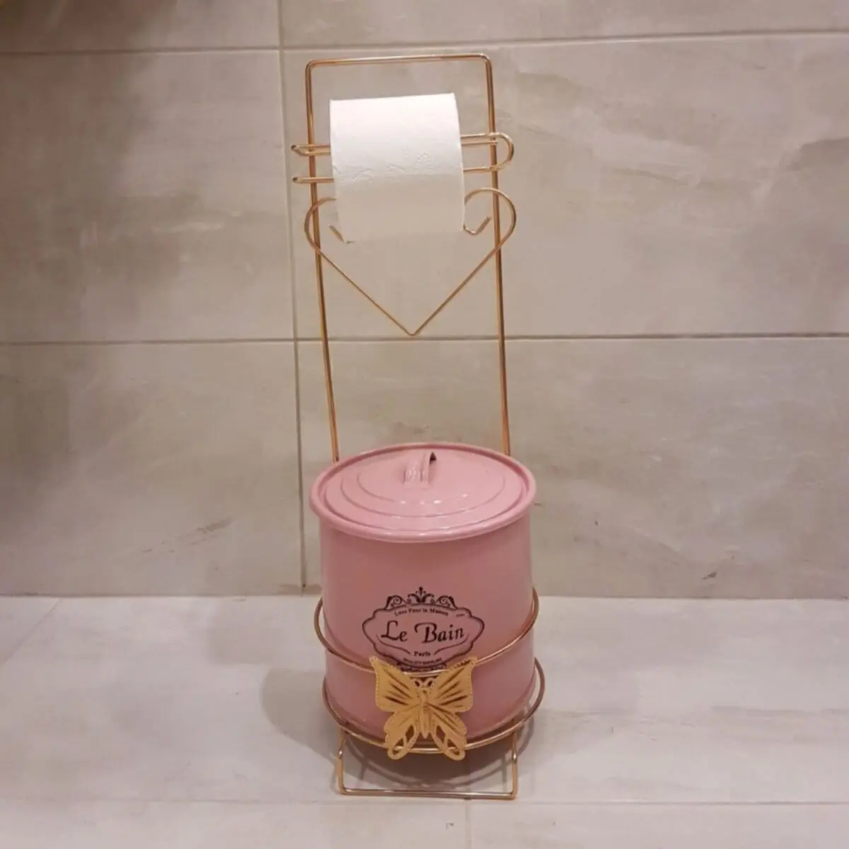 

Современный золотой держатель для туалетной бумаги и розовая металлическая мусорная корзина для дома аксессуары для ванной комнаты высота 60 см Быстрая доставка Сделано в Турции