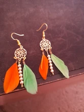 OlingArt-plumas naturales Multicolor, 35MM, 10 unids/lote, Clips de Metal de bronce, DIY, collar, pendientes, colgantes de correas para fabricación de joyería