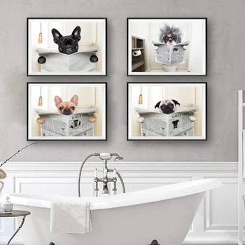 Dog Reading Newspaper Toilet Wall Art Canvas Poster Prints Funny Dog Painting Wall Picture Home Bathroom Decor Dogs Lover Gift
Dog Reading Newspaper Toilet Wall Art Canvas Poster Prints Funny Dog Painting Wall Picture Home Bathroom Decor Dogs Lover Gift