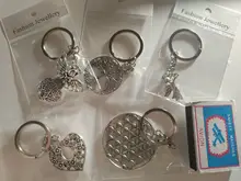 Moda novedosa Datura Stramonium flor de la vida Yoga 48x44mm colgante 30mm llavero cadena Color plata hombre coche llavero Dropshipping