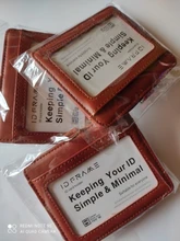 Soporte de tarjeta de identificación de negocios, placa de cuero genuino de calidad superior con cordón, opciones multicolor (tamaño estándar)