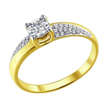 Sokolov ring in yellow gold with diamonds, fashion jewelry, 585, women's male
Sokolov ring in yellow gold with diamonds, fashion jewelry, 585, women's male