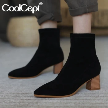 CoolCept Women Ankle Boots Pointed Toe Sock Boots Chunky Heel Suede Leather Slip On Shoes Solid Color Sexy Boots Size 34-39
CoolCept Women Ankle Boots Pointed Toe Sock Boots Chunky Heel Suede Leather Slip On Shoes Solid Color Sexy Boots Size 34-39