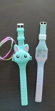 Relojes de goma con dibujos para niños, relojes infantiles electrónicos de goma con, con animaciones de conejos, funda abatible