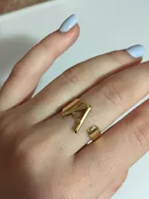 Anillo con apertura ajustable iniciales del nombre para mujer, ancho hueco, grueso, letras de A-Z, 3 colores, Metal, alfabeto, fiesta, joyería