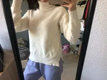 Suéter de moda de punto para mujer, suéteres gruesos informales sueltos de Color sólido, manga larga, de talla grande, cálido, Otoño e Invierno