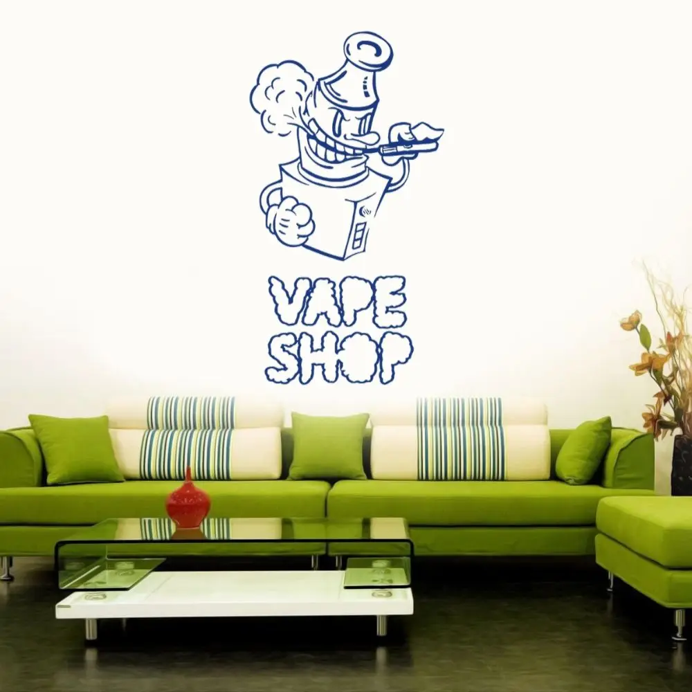 Vape Shop Vaping Mod Наклейка на стену виниловая наклейка Store и украшение дома Съемная A003206