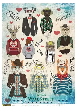 Rice paper for decoupage craft Premier, A4, 25 g/m, beasts with Wall Street 
Rice paper for decoupage craft Premier, A4, 25 g/m, beasts with Wall Street