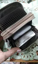 Monederos multifuncionales para mujer, carteras de piel auténtica RFID con cremallera segura, tarjetero