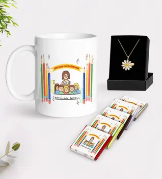 Personalized World Best Teacher White Mug Chocolate and Is Daisy Necklace Gift Seti-19
Personalized World Best Teacher White Mug Chocolate and Is Daisy Necklace Gift Seti-19