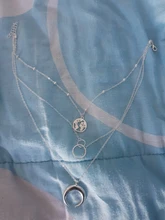 ABDOABDO-Collar de cadena de acero inoxidable para mujer, borla con varias capas, con lentejuelas, colgante redondo para clavícula