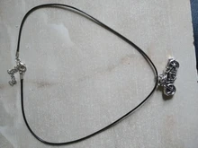 Colgante de plata tibetana para motocicleta, gargantilla de cuero negro, joyería hecha a mano