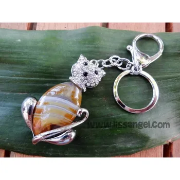 Cat keychain with Natural stone 
Cat keychain with Natural stone