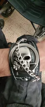 Reloj de pulsera de cuarzo con correa de cuero para hombre, cronógrafo Steampunk con tapa de Calavera, con cadena, 2019