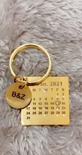 Llavero con anilla personalizada, calendario grabado, llavero de acero inoxidable, regalo de aniversario de boda para novio y marido