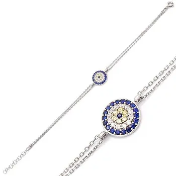 925 Sterling Silver Zircon Cubic Zirconia Evil Eye Beads Pattern Bracelet
925 Sterling Silver Zircon Cubic Zirconia Evil Eye Beads Pattern Bracelet
