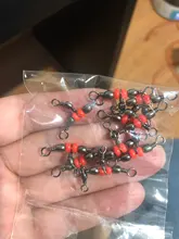 Lote de 10 unids/lote de 3 vías en forma de T, eslabones giratorios de línea cruzada con cuentas de perlas, varios tamaños, aparejo de pesca anzuelo, Conector de señuelo PR-358