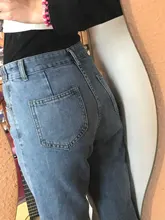 Nuevo mujer de moda Jeans de moda Harajuku recto pantalones de cintura alta, ropa de pierna ancha ropa azul Denim Vintage de lujo