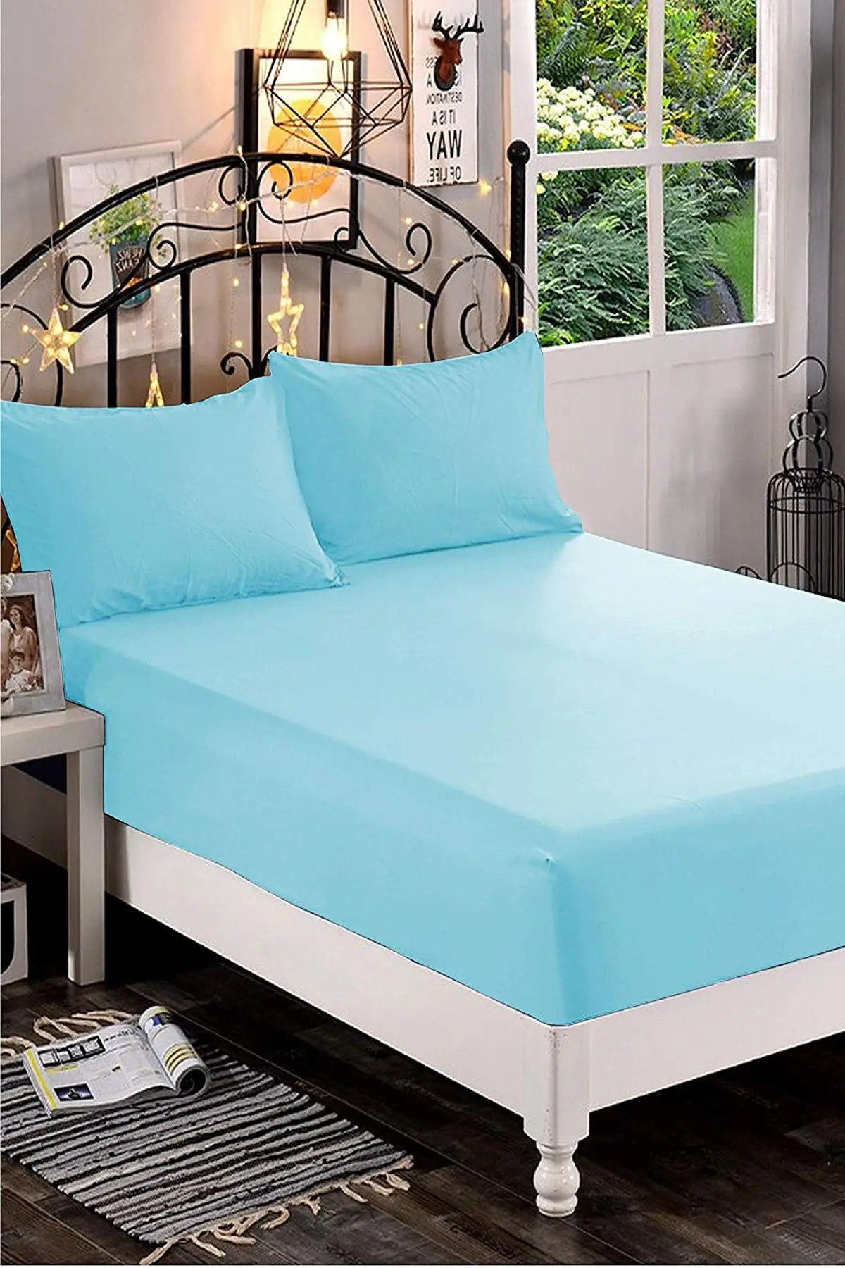 Double 100 Cotton Combed Cotton Fitted Sheets | Ice Blue
Double 100 Cotton Combed Cotton Fitted Sheets | Ice Blue