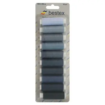 Thread set 50/2, 200 m, assorted 'jins', pack/10 PCs., Bestex
Thread set 50/2, 200 m, assorted 'jins', pack/10 PCs., Bestex